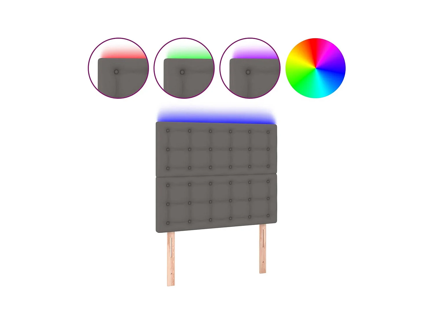 Tête de lit à LED Gris 80x5x118/128 cm Similicuir POI47909 BonneVie Meuble