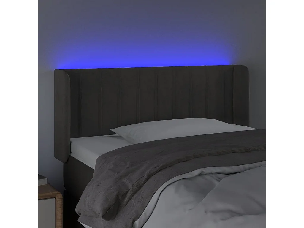Tête de lit à LED Gris foncé 93x16x78/88 cm Velours POI13260 BonneVie Meuble