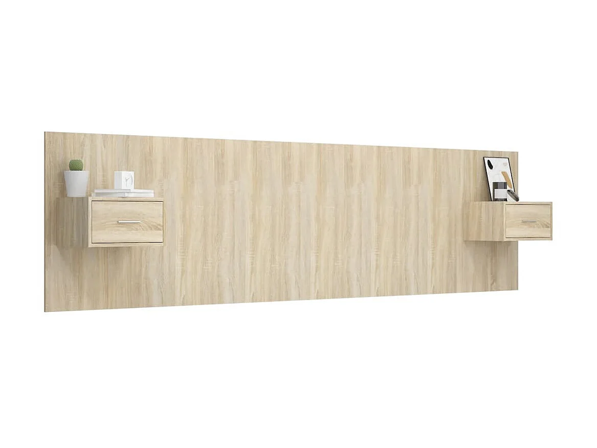 Hoofdbord met kastjes bewerkt hout sonoma eikenkleurig NL757481