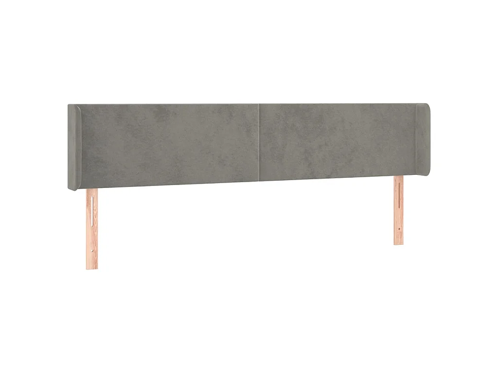 Tête de lit à LED Gris clair 183x16x78/88 cm Velours POI32124 BonneVie Meuble