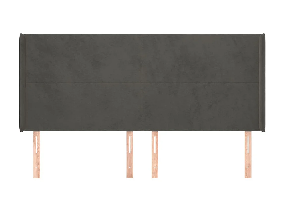 Tête de lit avec oreilles Gris foncé 163x16x118/128 cm Velours POI27516 BonneVie Meuble