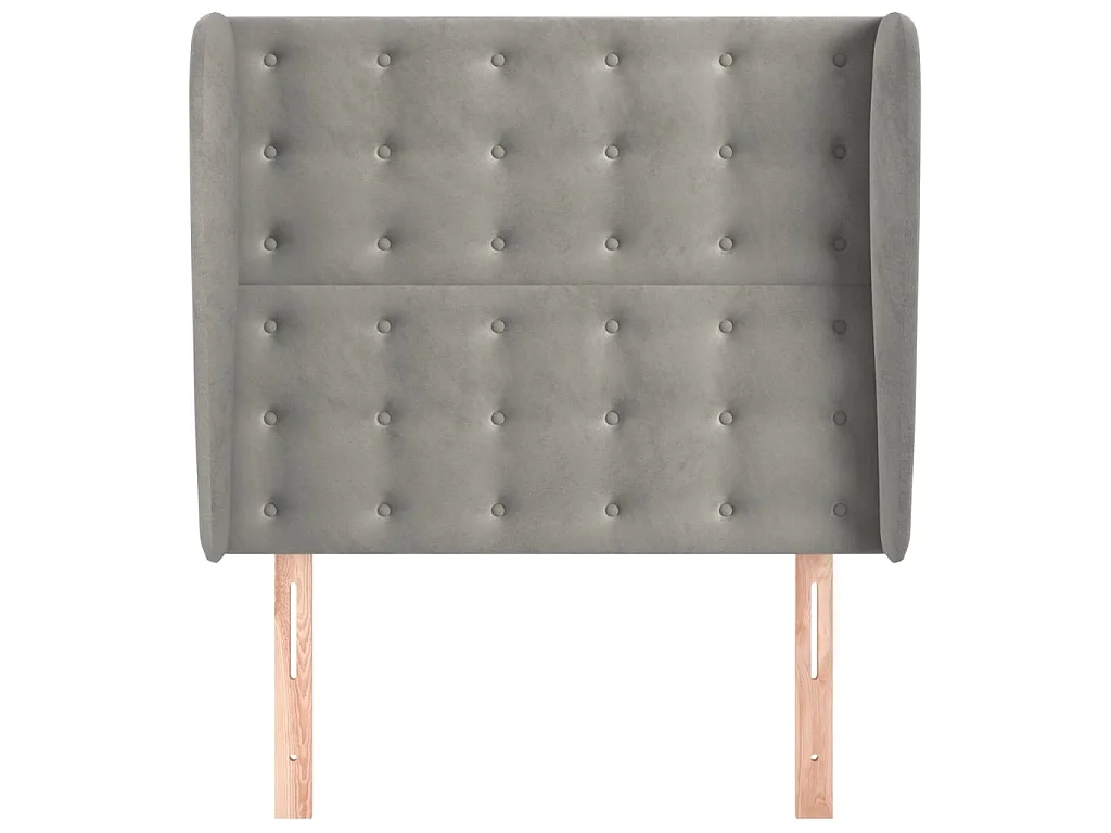 Tête de lit avec oreilles Gris clair 93x23x118,128 cm Velours LKC55349 BonneVie Meuble