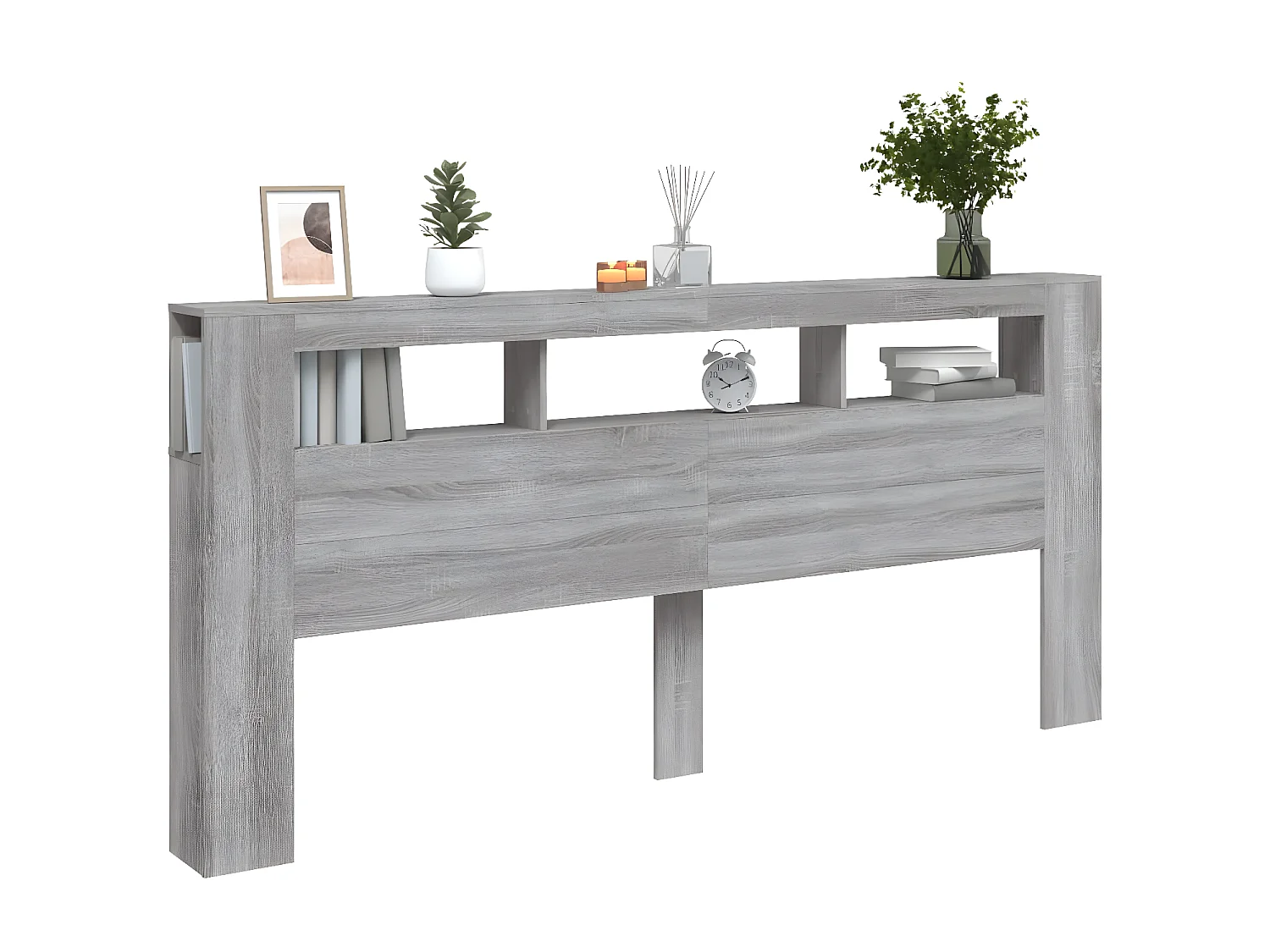 Hoofdeinde met LED 220x18,5x103,5 cm bewerkt hout grijs sonoma NL564647