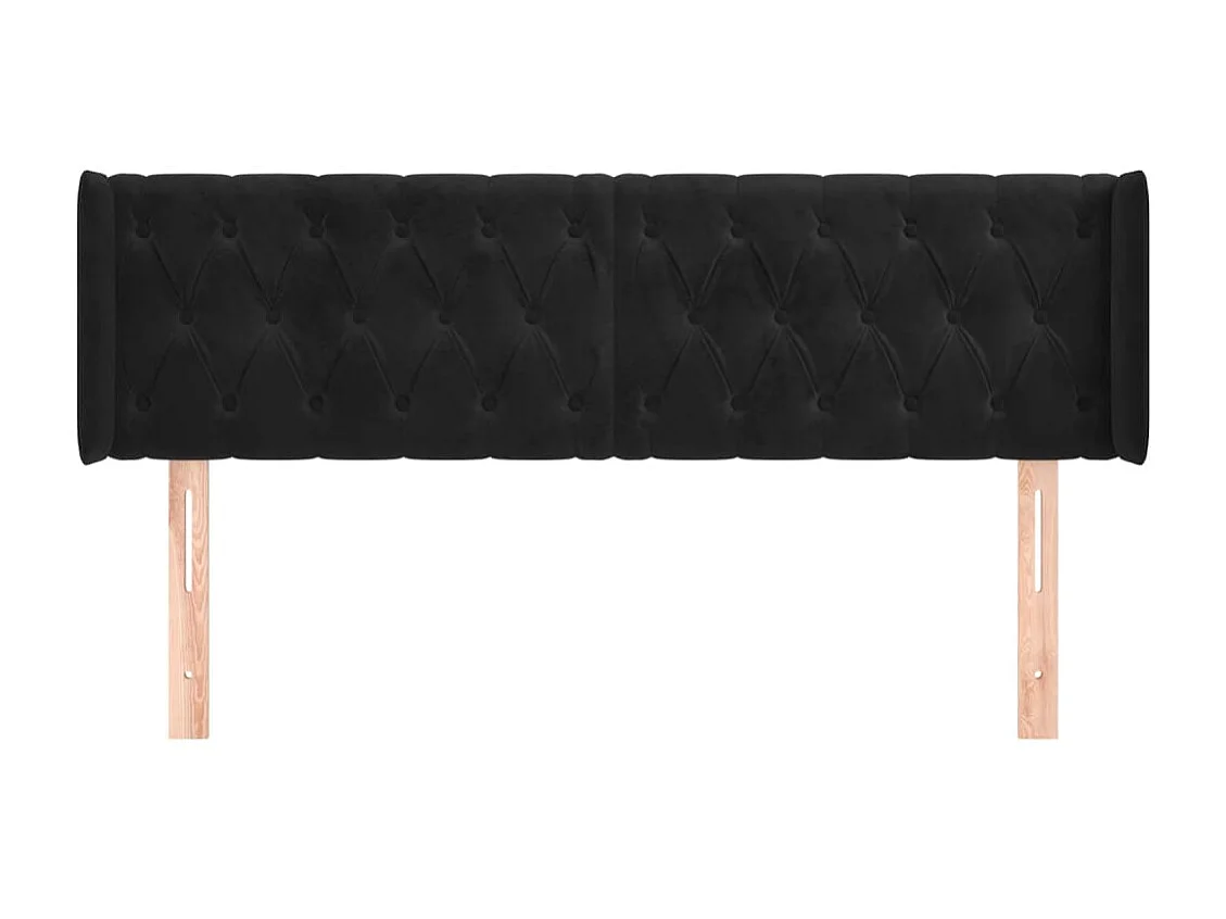 Tête de lit avec oreilles Noir 147x16x78/88 cm Velours POI80185 BonneVie Meuble