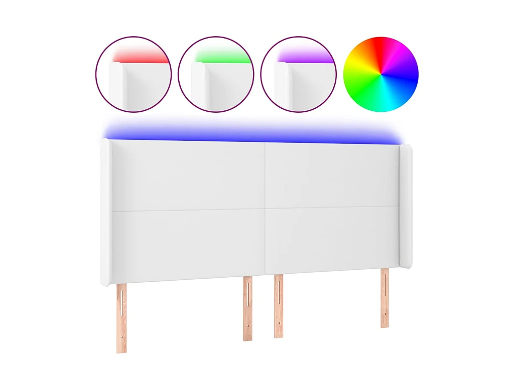 Tête de lit à LED Blanc 203x16x118/128 cm Similicuir POI72876 BonneVie Meuble