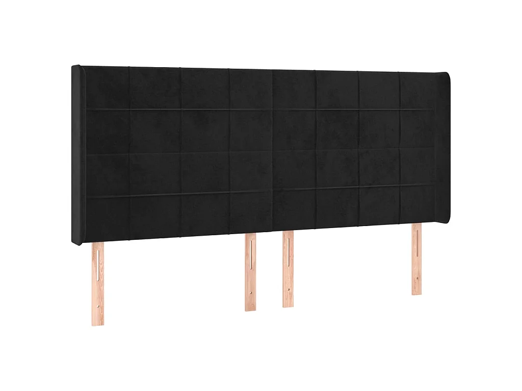 Cabeceira de cama c/ luzes LED veludo 203x16x118/128 cm preto PT796079