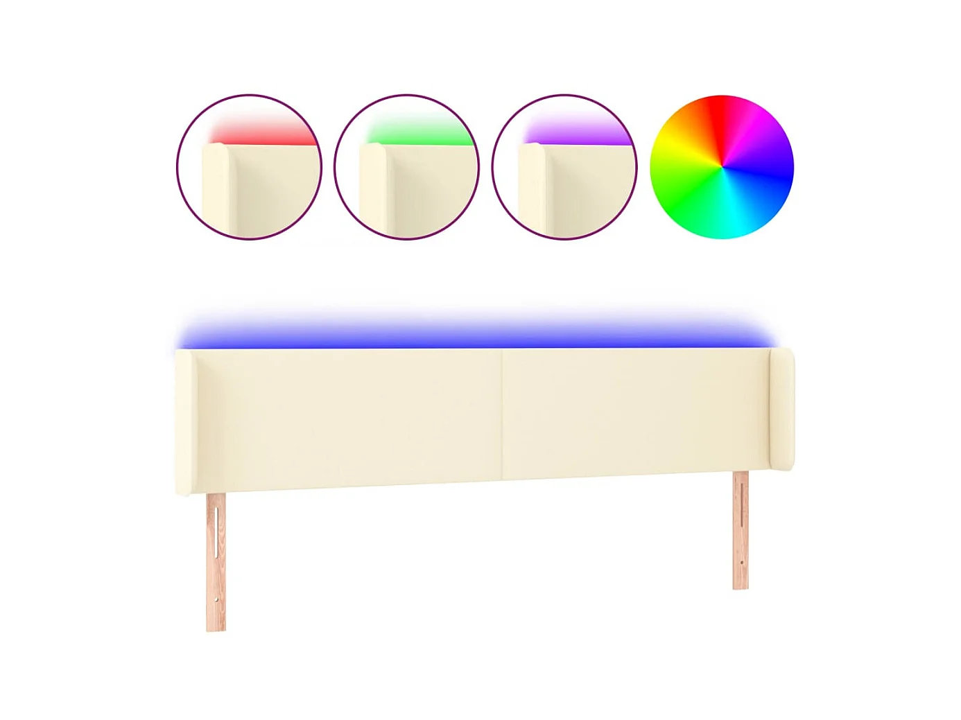 Hoofdbord LED 183x16x78/88 cm kunstleer crèmekleurig NL989778