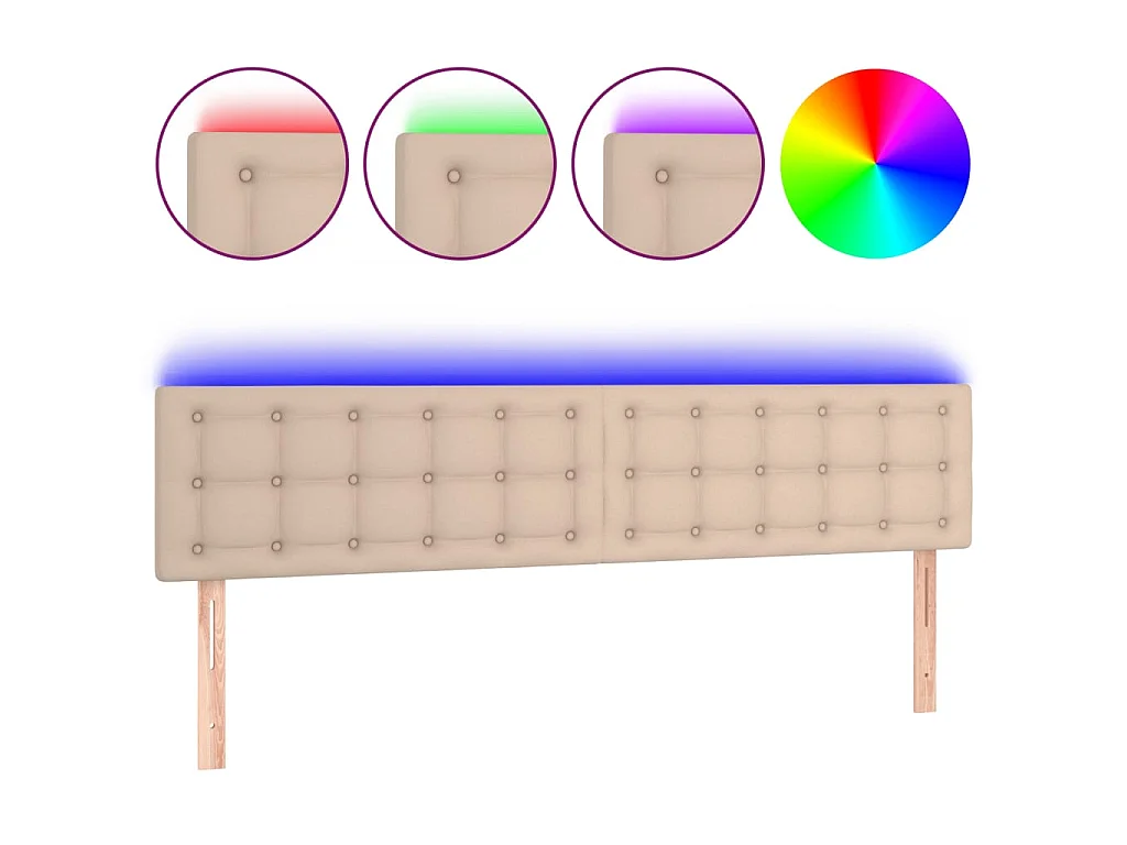 Cabeceira cama c/ LED couro artificial 180x5x78/88cm cappuccino PT961964