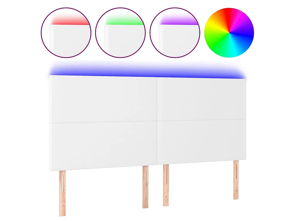 Tête de lit à LED Blanc 180x5x118/128 cm Similicuir POI20053 BonneVie Meuble