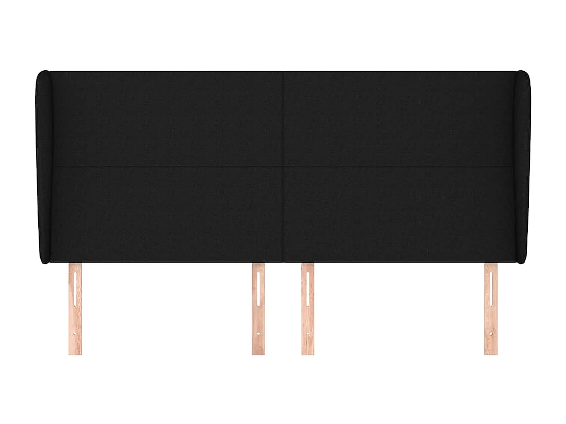 Tête de lit avec oreilles Noir 203x23x118/128 cm Tissu POI91198 BonneVie Meuble