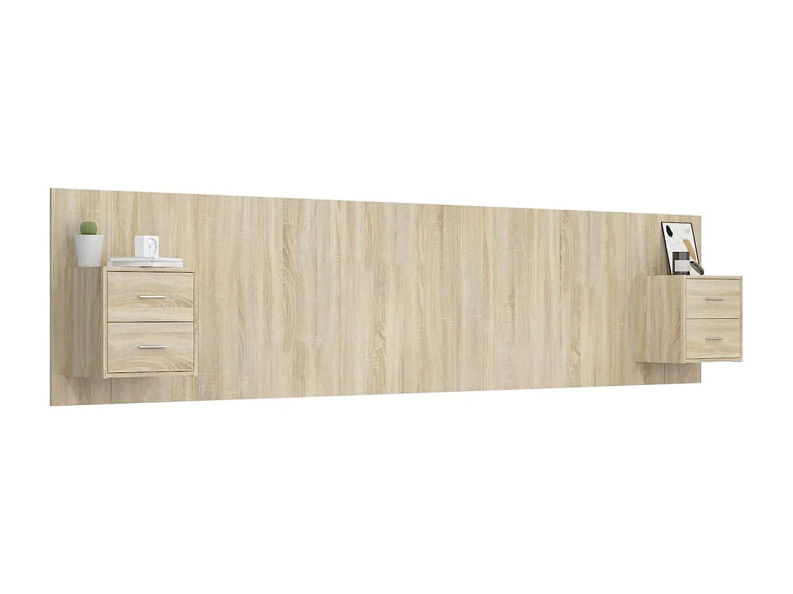Tête de lit avec armoires Chêne sonoma Bois d'ingénierie POI64517 BonneVie Meuble