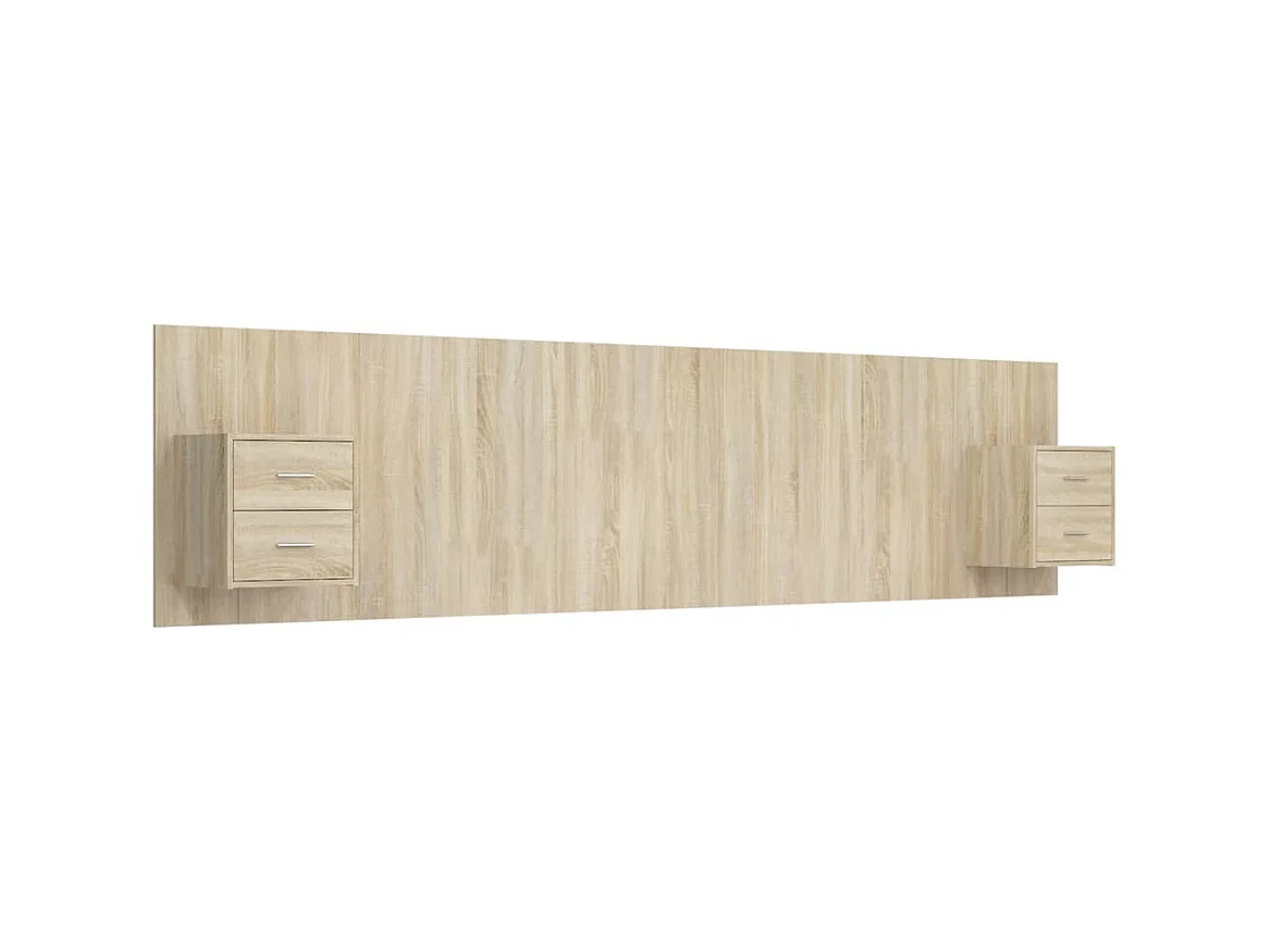 Testiera | Testata del letto Letto con Comodini in Legno Multistrato Rovere Sonoma