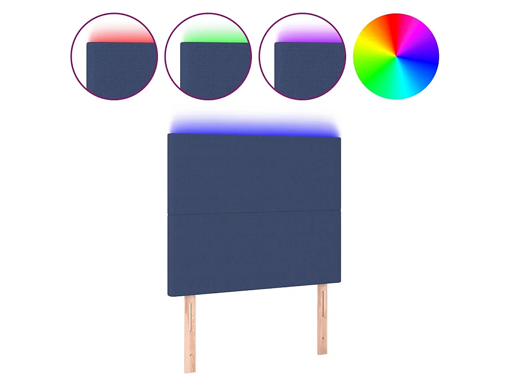 Tête de lit à LED Bleu 90x5x118/128 cm Tissu POI71086 BonneVie Meuble