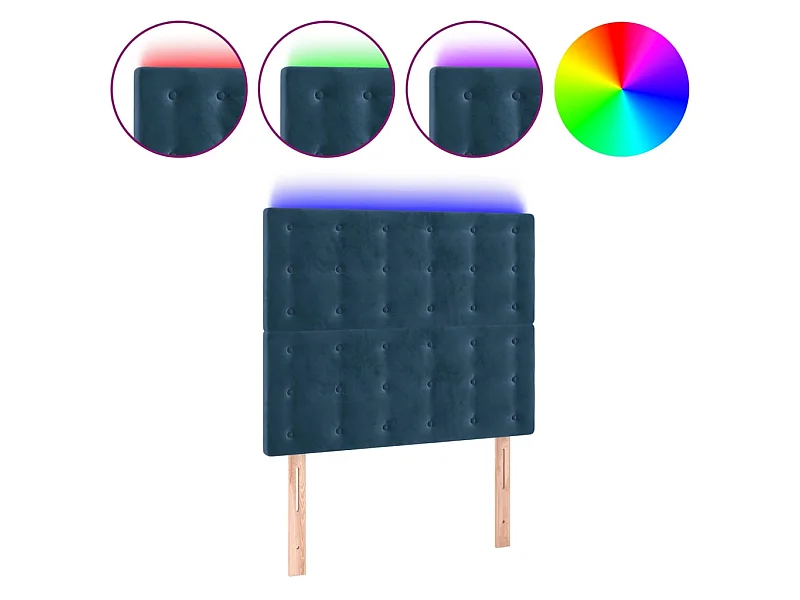 Testiera a LED Blu Scuro 100x5x118/128 cm in Velluto CFW901122