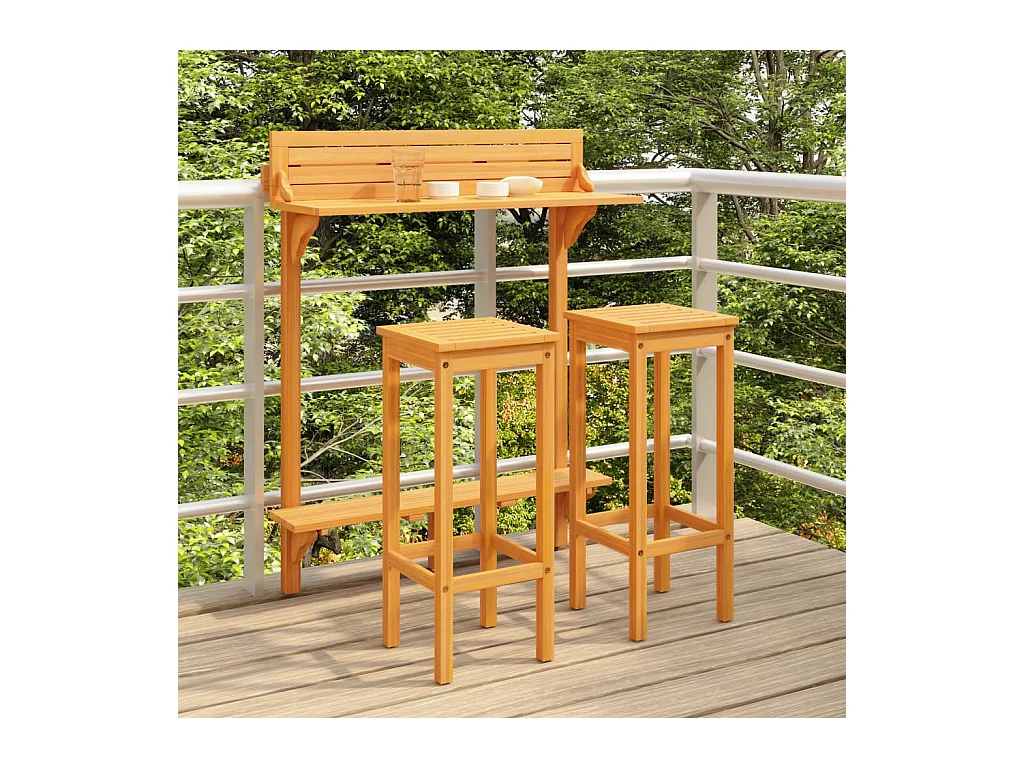 Ensemble de bar de balcon 3 pcs Bois d'acacia solide LCS8997