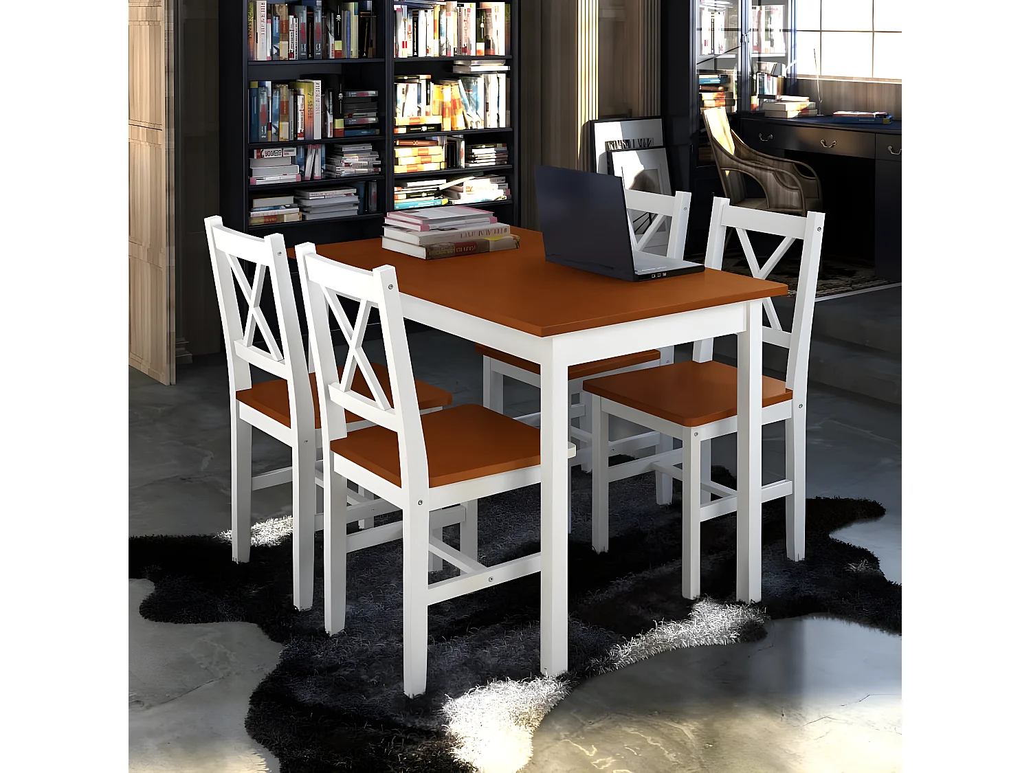 Ensemble de salle à manger 5 pcs Marron et blanc PLQ4877