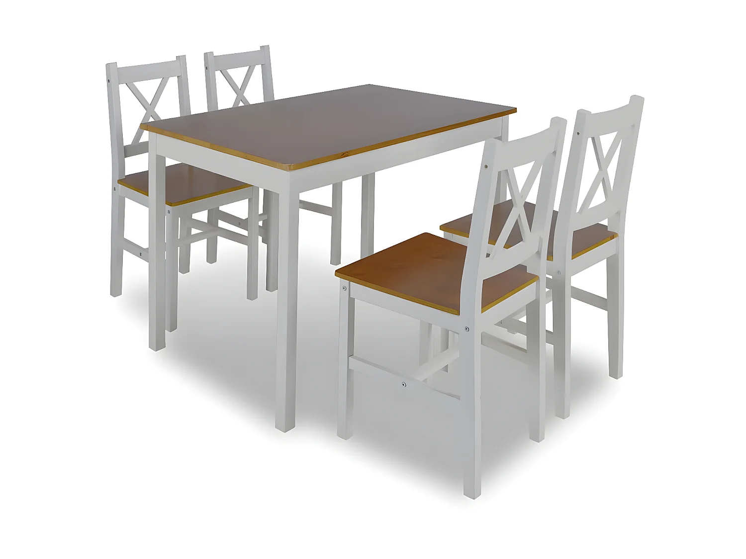 Ensemble de salle à manger 5 pcs Marron et blanc PLQ4877