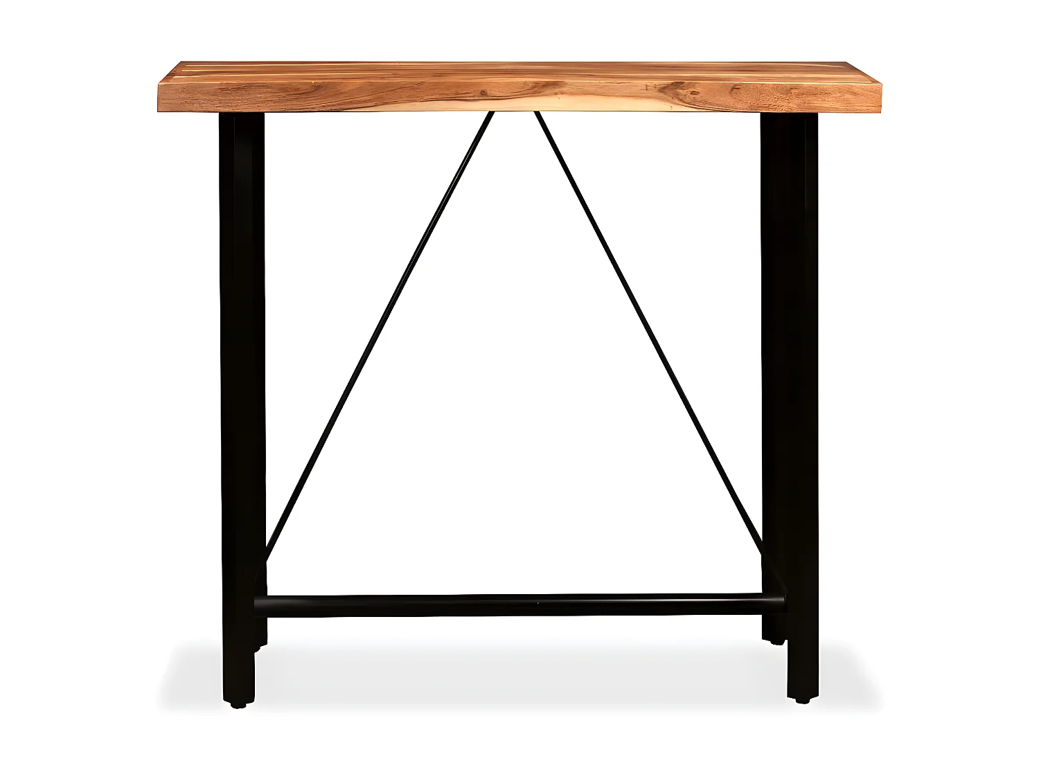 Ensemble de bar 5 pcs Bois d'acacia massif et cuir véritable LCS6766