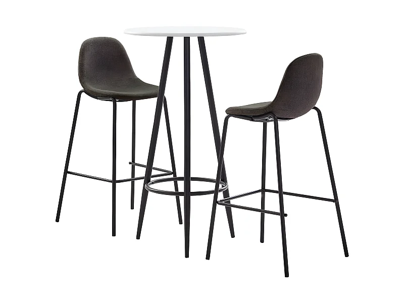 Juego de mesa alta y taburetes 3 piezas tela gris oscuro ES31150