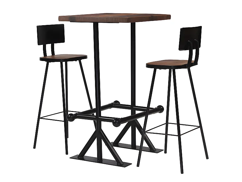 Conjunto de bar 3 pcs madeira recuperada maciça PT575241