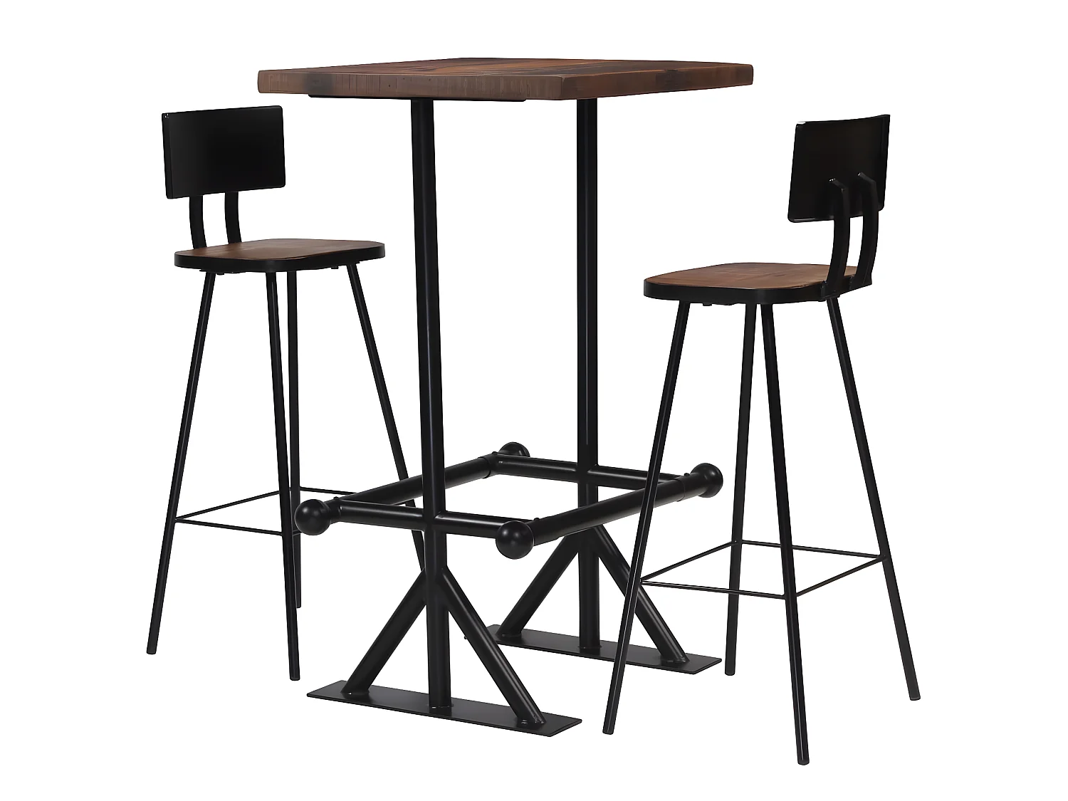 Ensemble de bar 3 pcs Bois de récupération massif PLQ3941