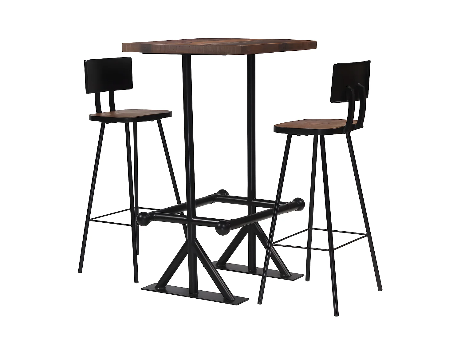 Ensemble de bar 3 pcs Bois de récupération massif PLQ3941