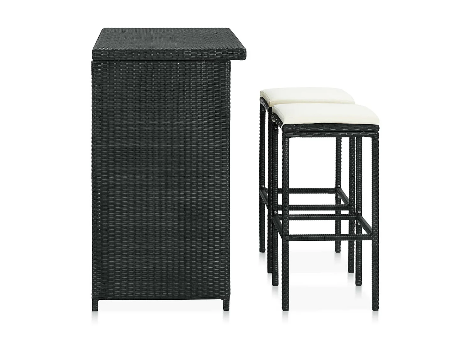 Ensemble de bar 3 pcs Résine tressée Noir LCS3234
