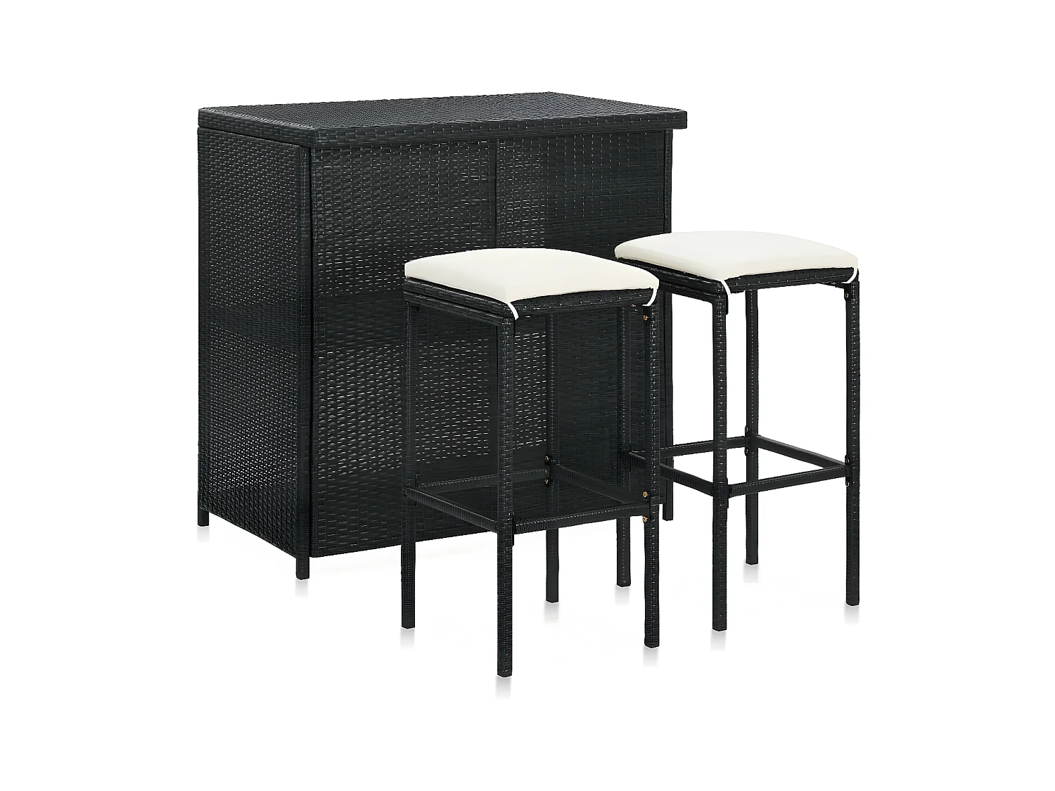 Ensemble de bar 3 pcs Résine tressée Noir LCS3234