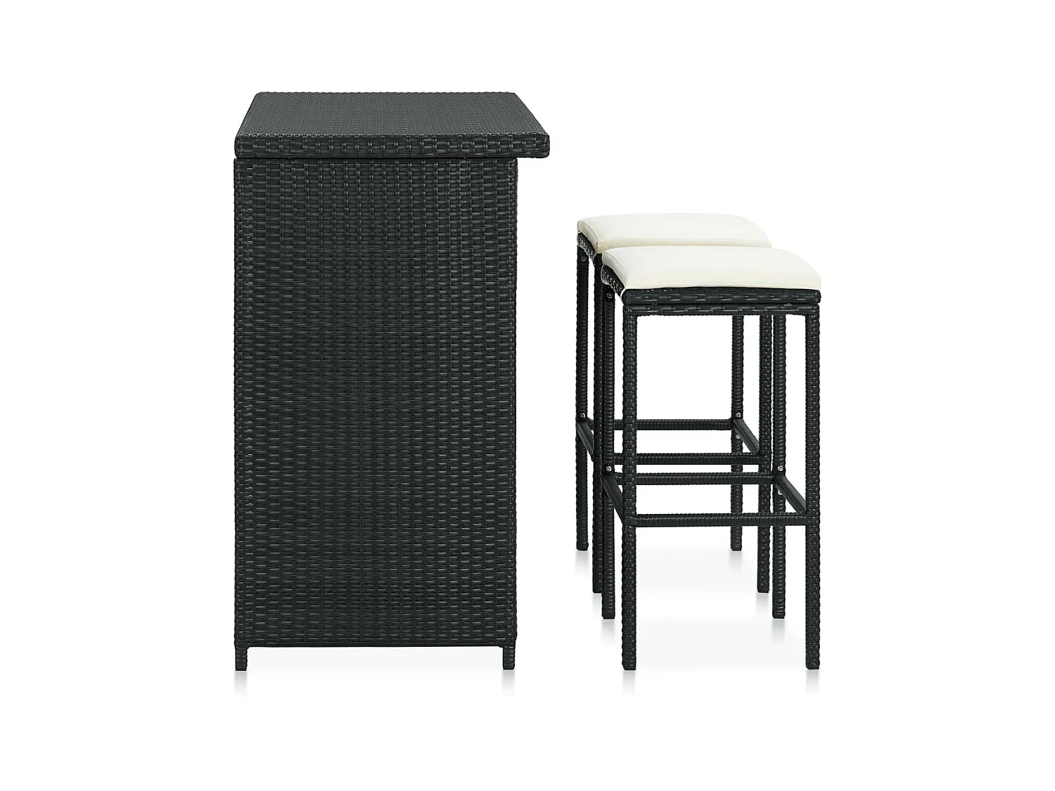 Ensemble de bar 3 pcs Résine tressée Noir LCS3234