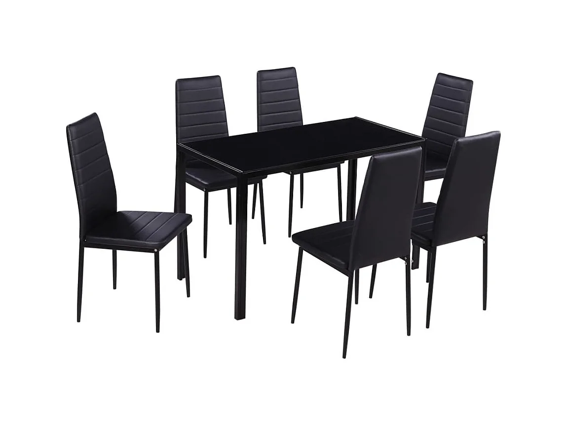 Conjunto de mesa de comedor siete piezas negro ES96650