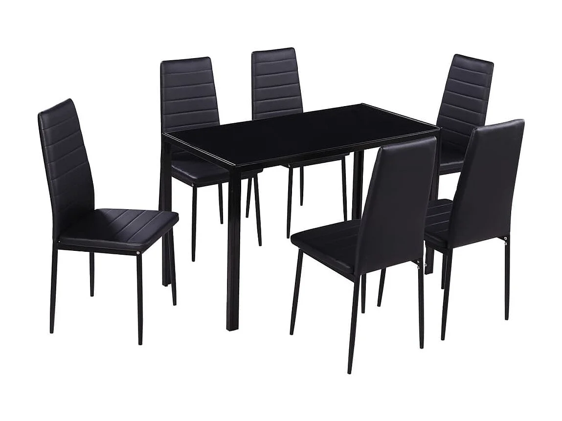 Conjunto mesa de jantar 7 pcs preto PT347268
