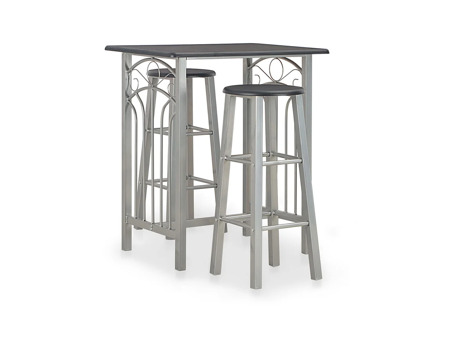 Ensemble de bar 3 pcs Bois et acier Noir LCS7540