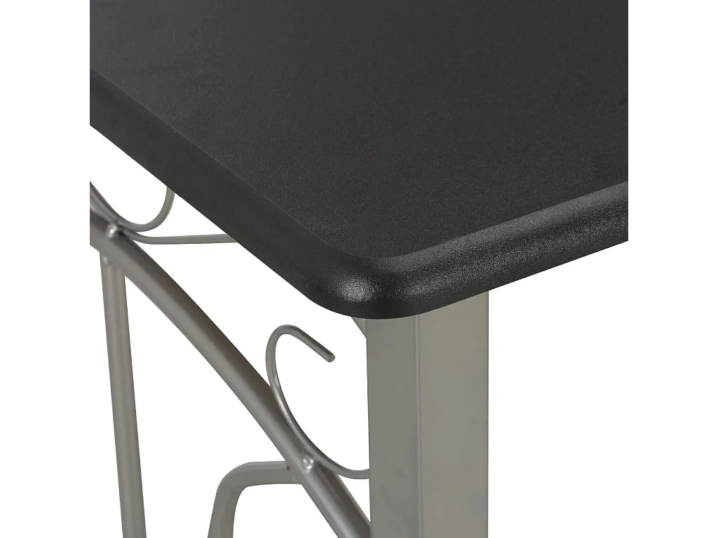 Ensemble de bar 3 pcs Bois et acier Noir LCS7540