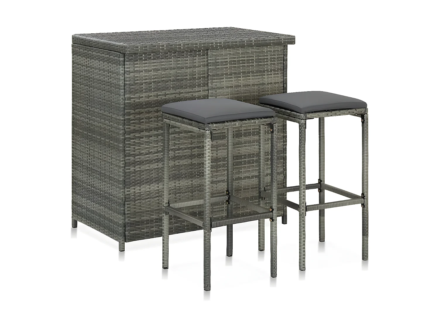 Ensemble de bar 3 pcs Résine tressée Gris LCS8723
