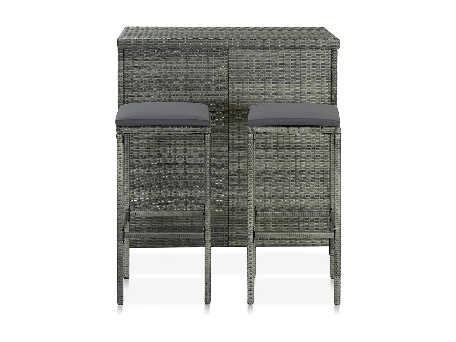 Ensemble de bar 3 pcs Résine tressée Gris LCS8723