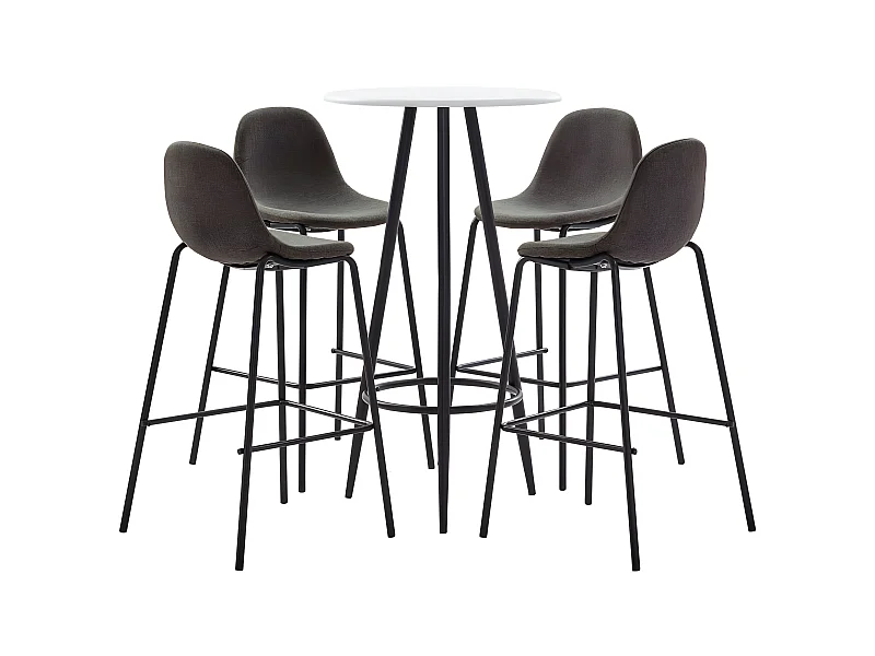 5 pcs conjunto de bar tecido cinzento-escuro PT586455