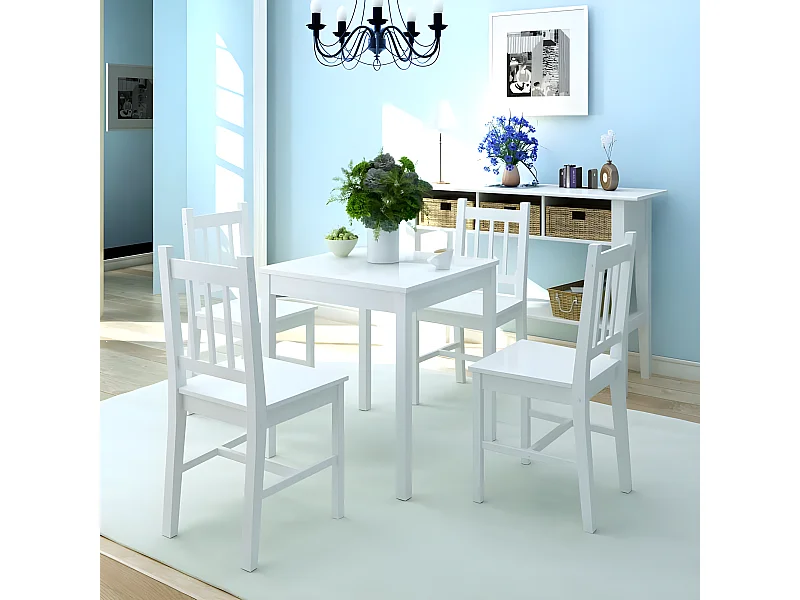 Conjunto de comedor 5 piezas madera de pino blanco ES82561