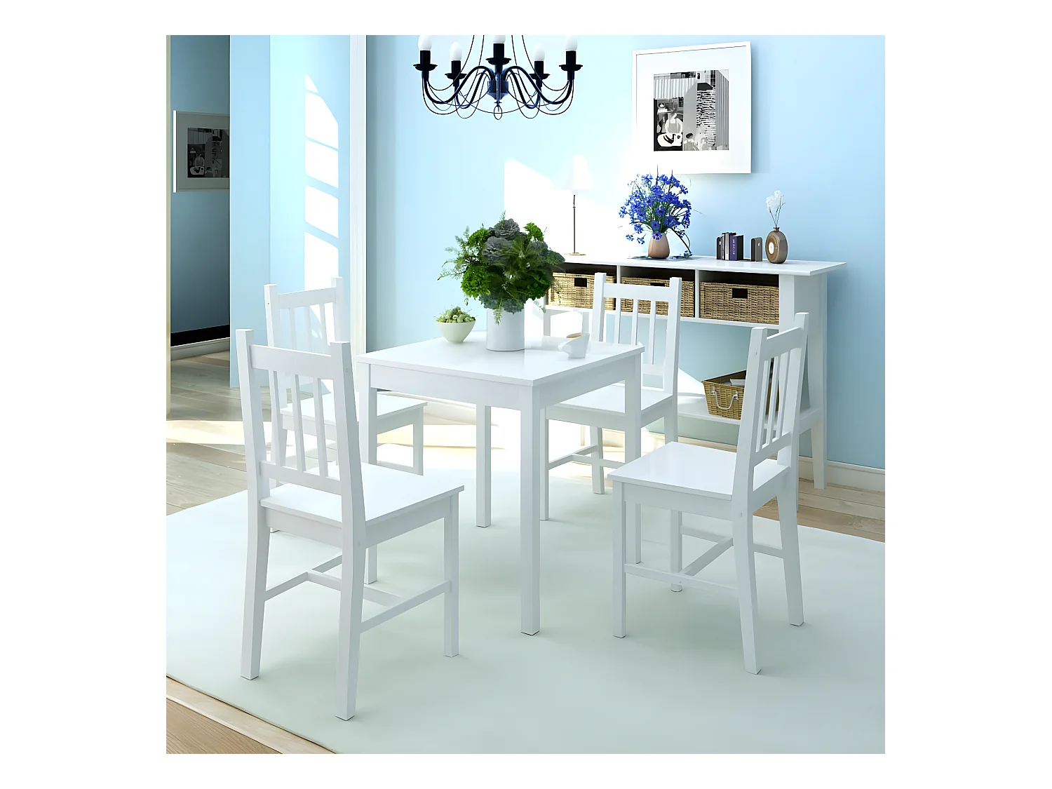 Ensemble de salle à manger 5 pcs Pinède Blanc PLQ1963