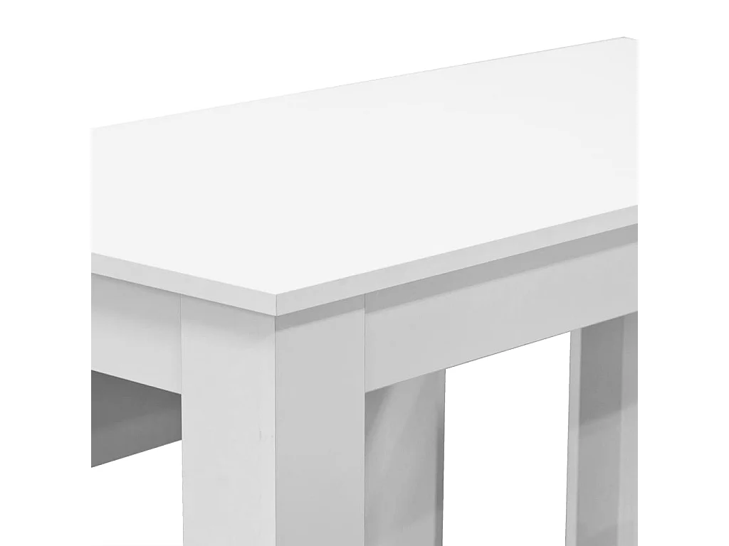 Mesa de comedor y bancos 3 piezas madera contrachapada blanca ES85481