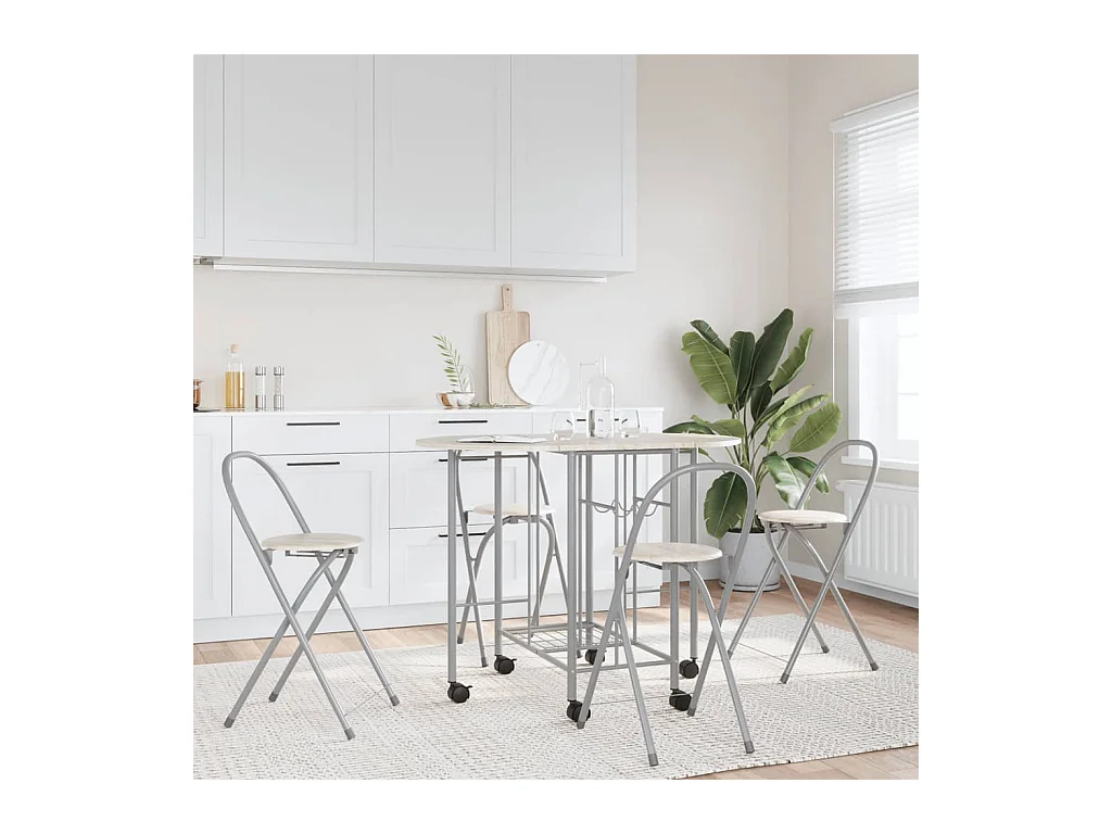 Ensemble de salle à manger pliable 5 pcs MDF PLQ9567