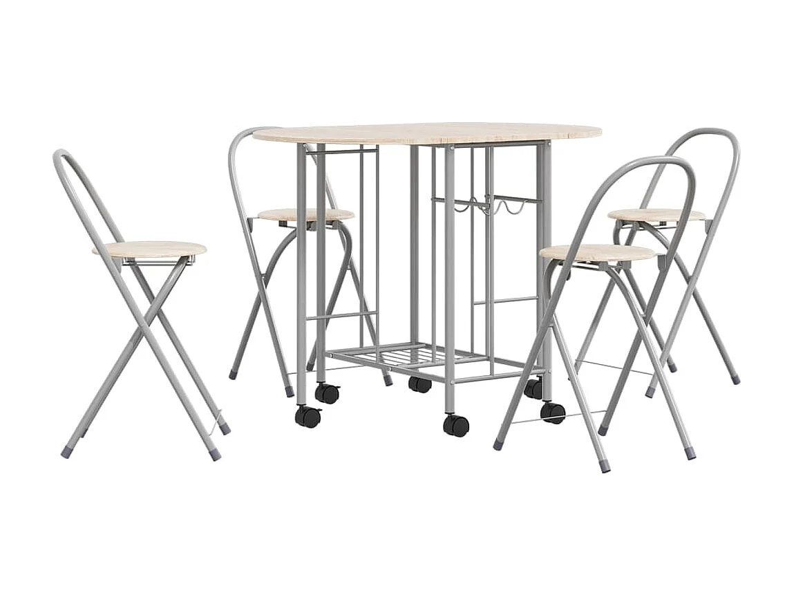 Conjunto de jantar dobrável 5 pcs MDF PT458406