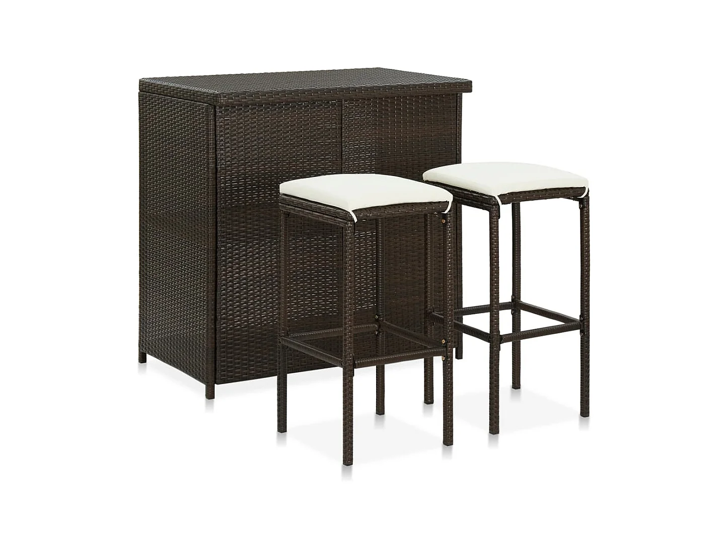 Ensemble de bar 3 pcs Résine tressée Marron LCS2011