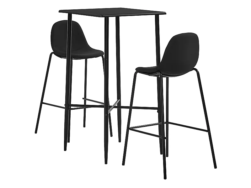 Juego de mesa alta y taburetes 3 piezas tela negra ES25243