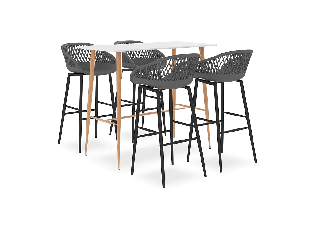 Ensemble de bar 5 pcs Blanc et gris LCS4332