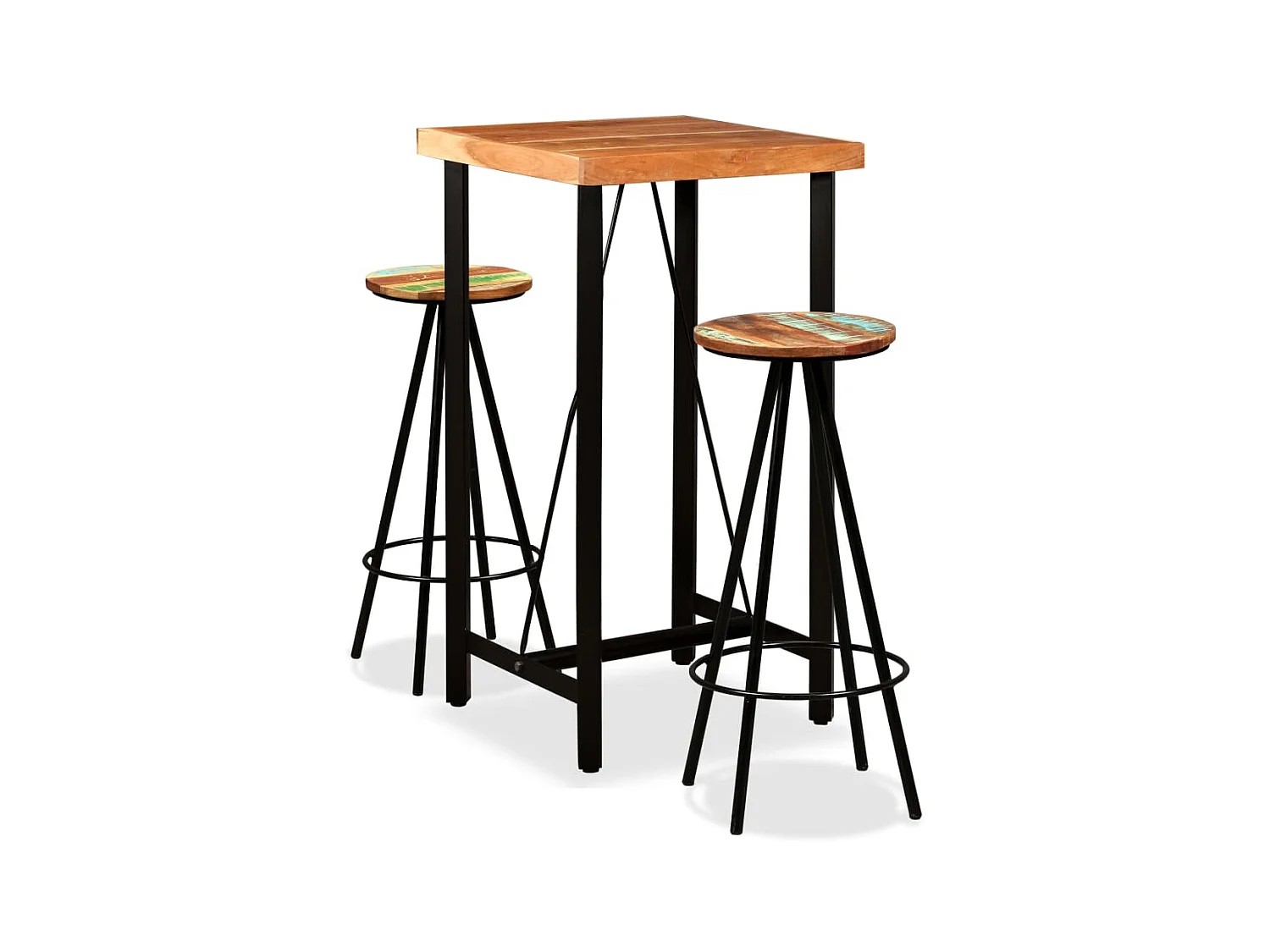 Conjunto de bar 3 pcs madeiras de acácia maciça e recuperada PT651568