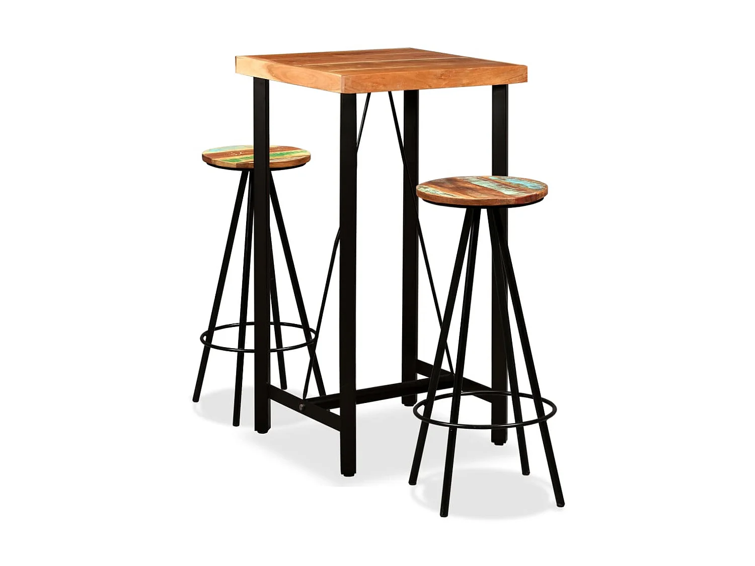 Set de muebles de bar 3 piezas acacia y madera reciclada ES925985
