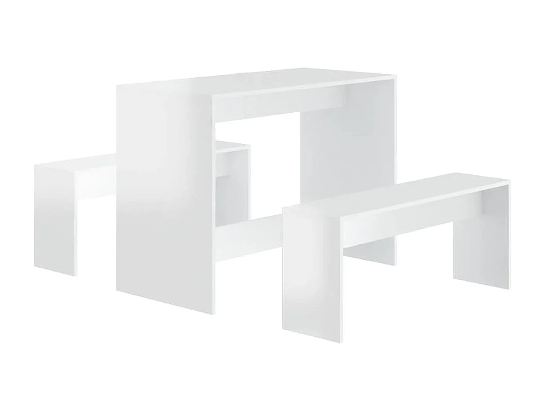 Ensembles de salle à manger 3 pcs Blanc brillant Aggloméré PLQ2785