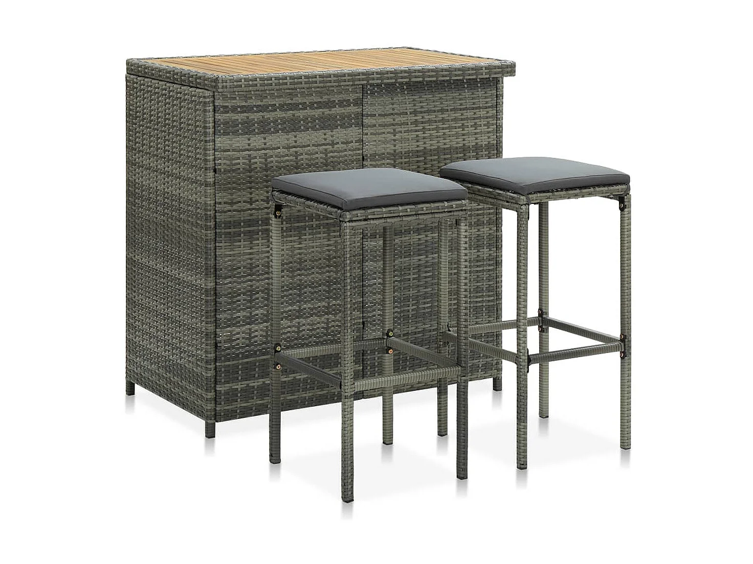 Ensemble de bar 3 pcs Résine tressée Gris LCS2279