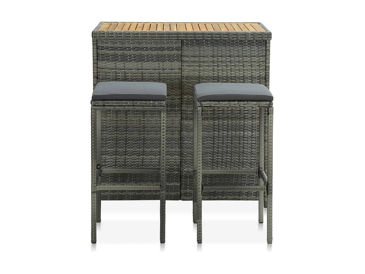 Ensemble de bar 3 pcs Résine tressée Gris LCS2279