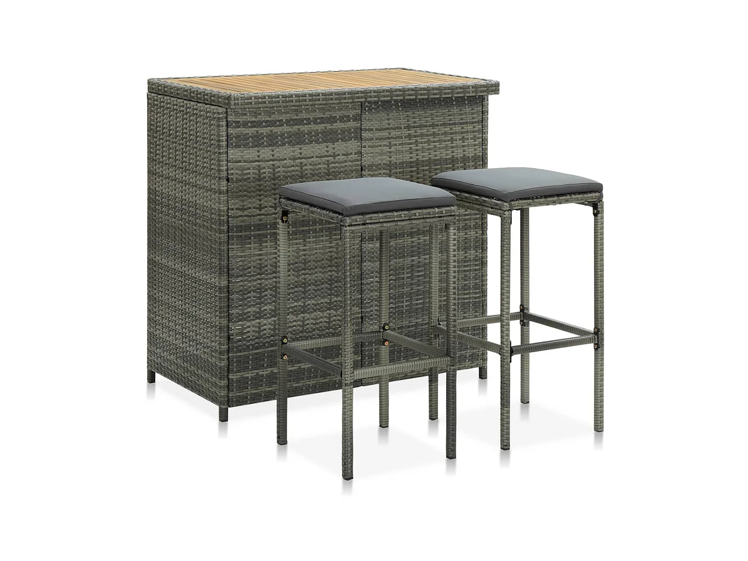 Ensemble de bar 3 pcs Résine tressée Gris LCS2279